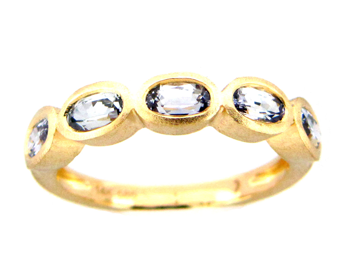 SAPPHIRE (LIGHT) BEZEL RING, SATIN FINISH, 14KY (H)