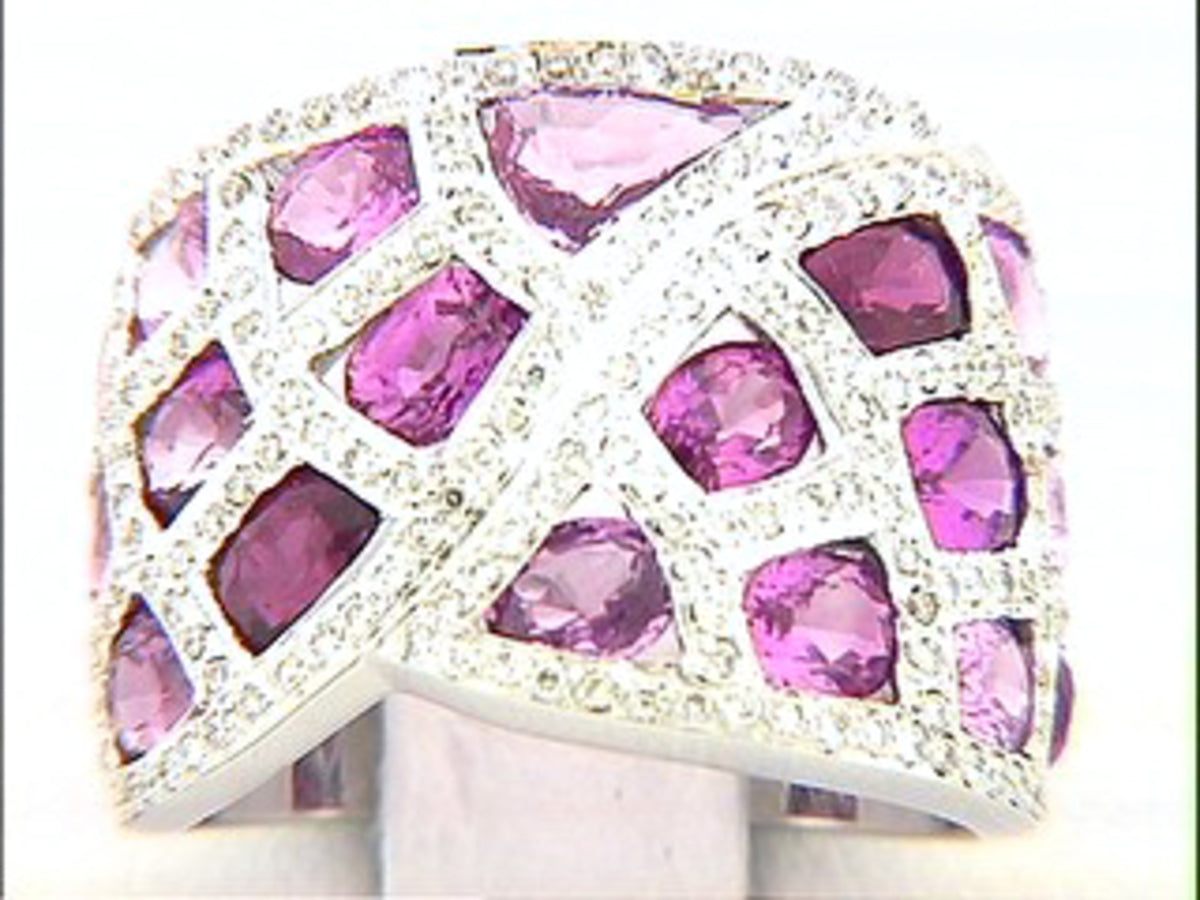 PINK SAPPHIRE & DIAMOND RING, 18KW (H), C=6.05