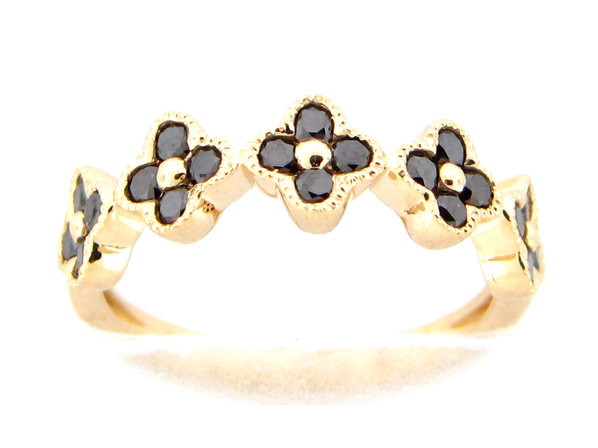 BLACK DIAMOND FLORETTE RING, 14KY (R)