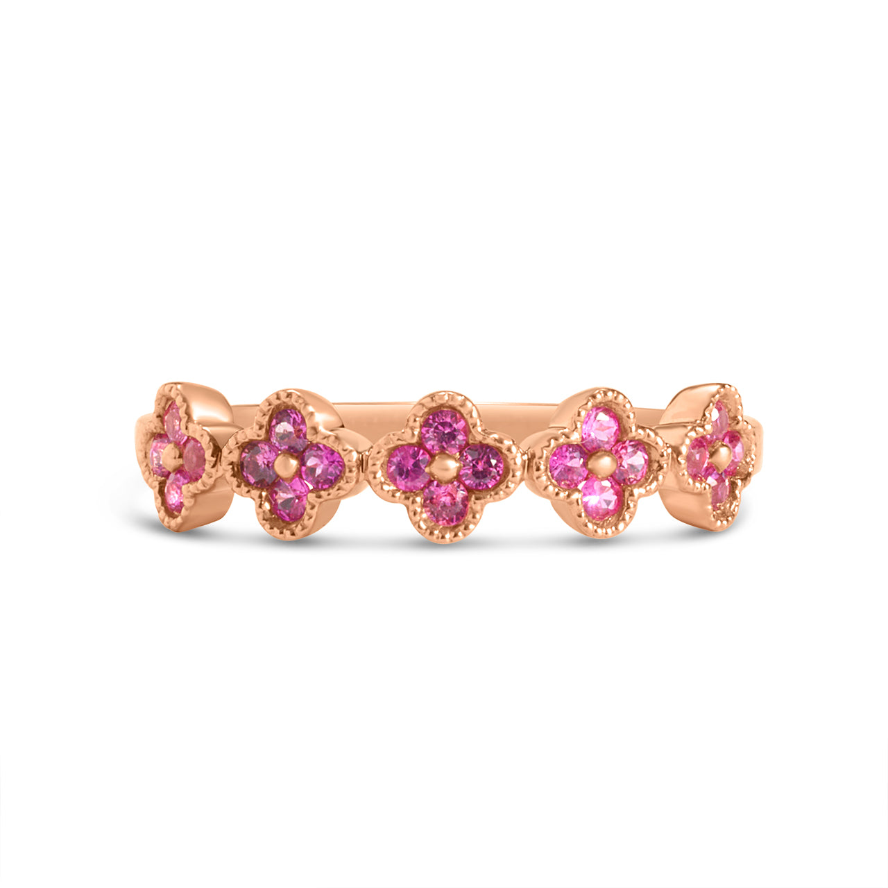 Pink Sapphire Clover Band
