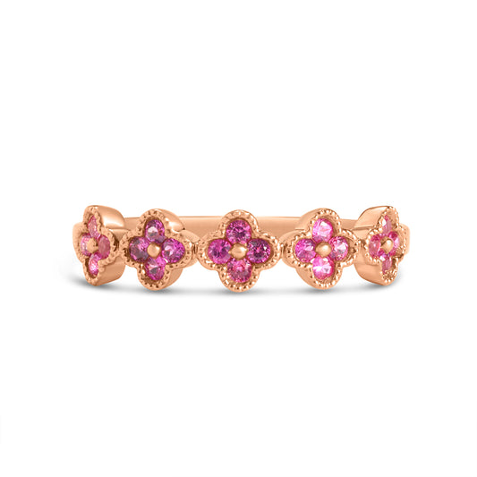 Pink Sapphire Clover Band