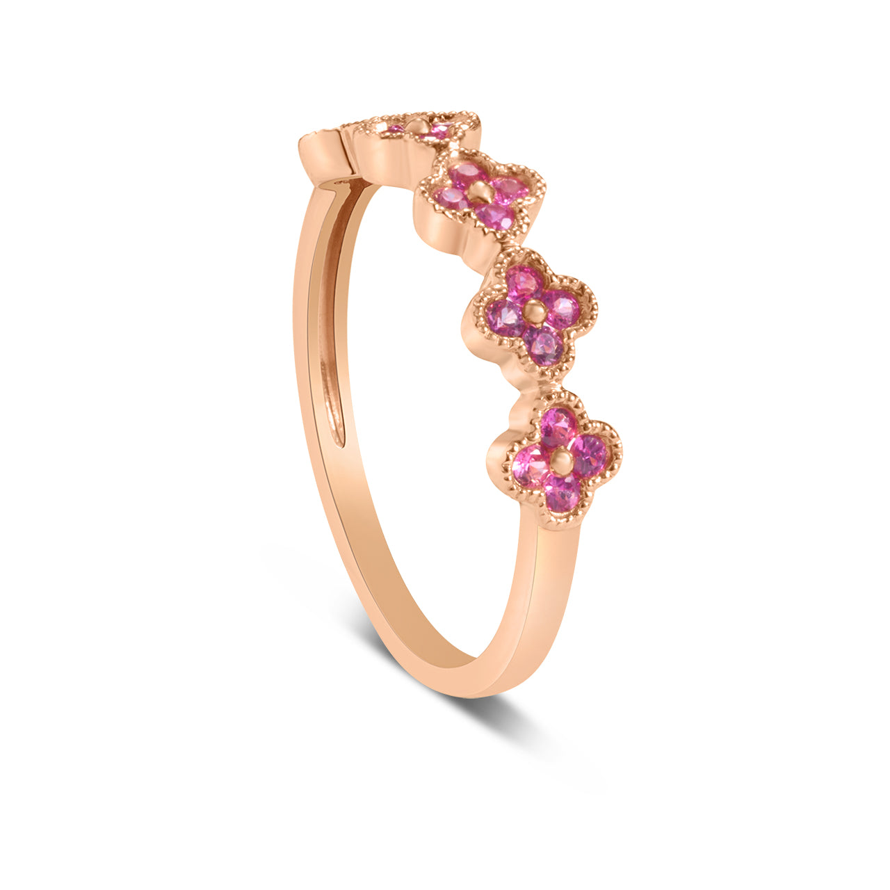 Pink Sapphire Clover Band