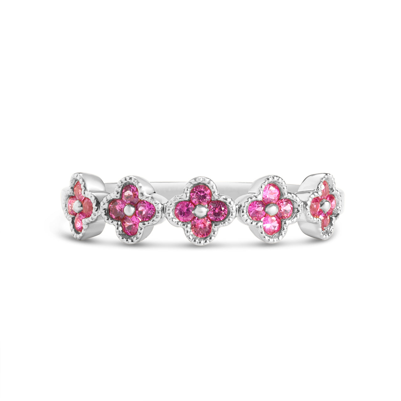 Pink Sapphire Clover Band