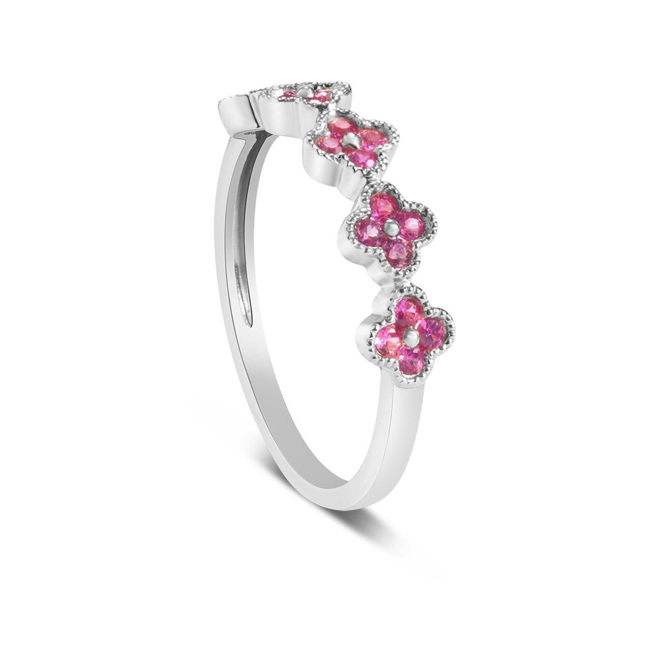 Pink Sapphire Clover Band