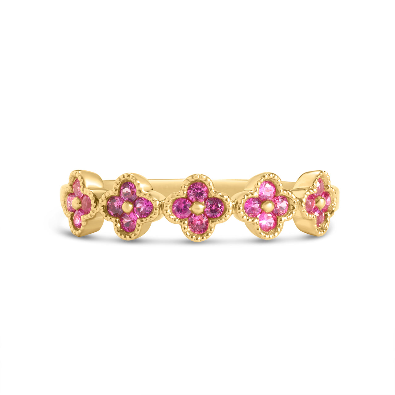 Pink Sapphire Clover Band