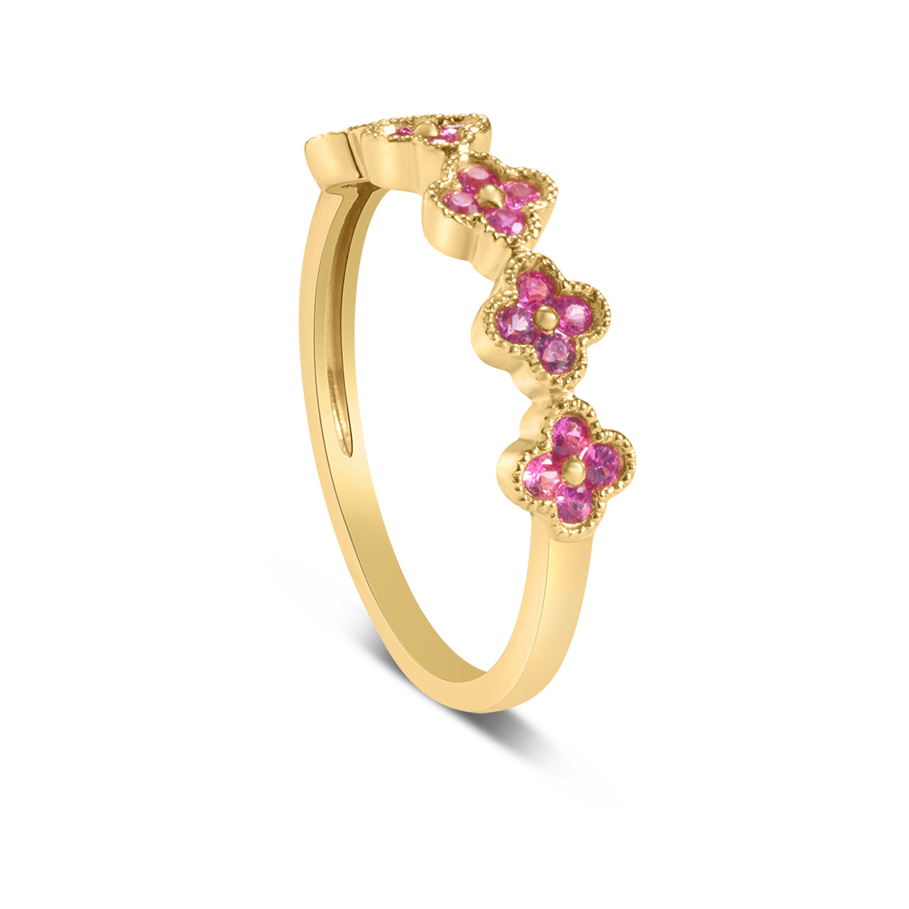 Pink Sapphire Clover Band