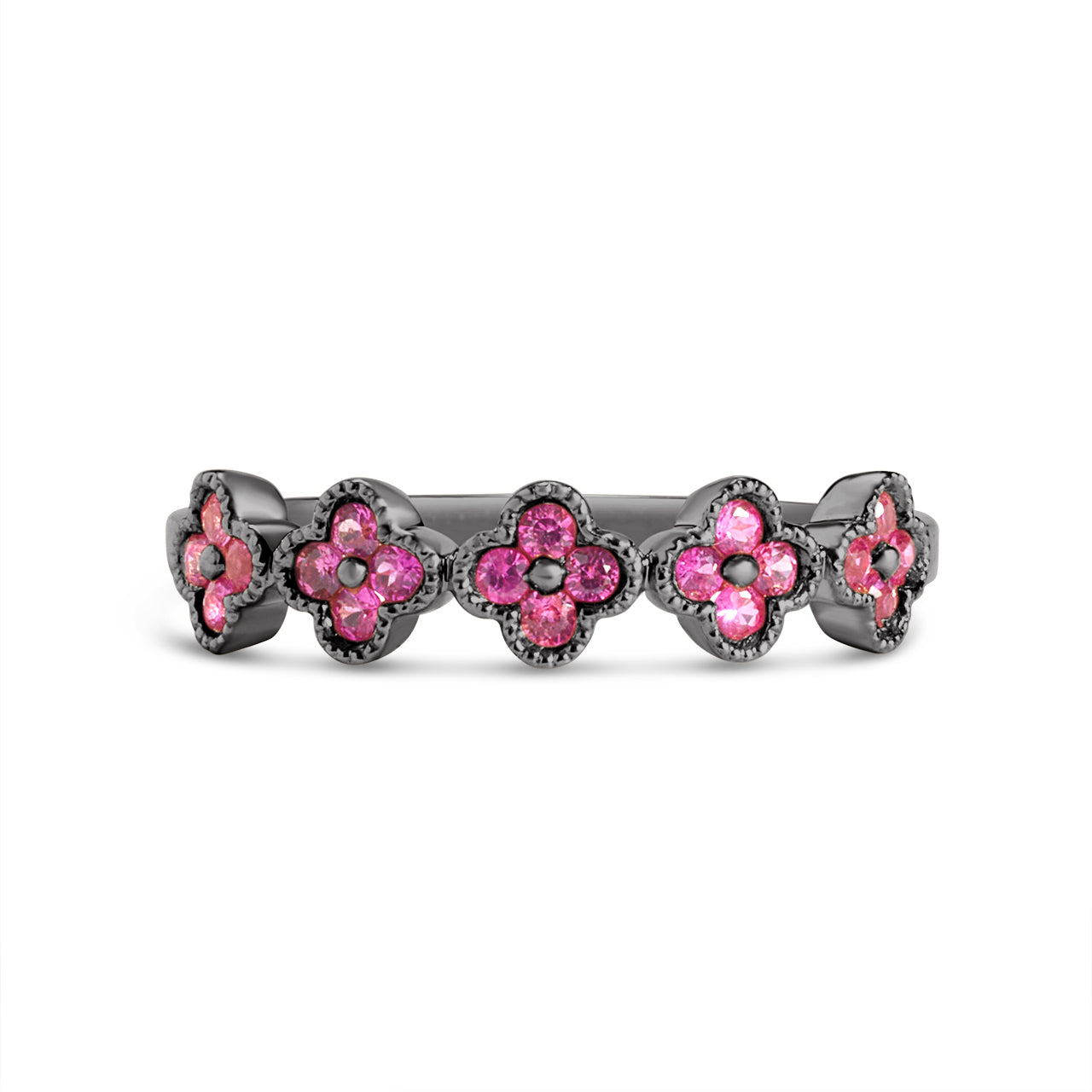 Pink Sapphire Clover Band