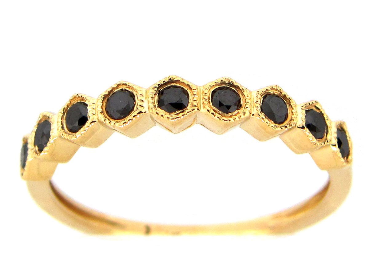 BLACK DIAMOND HONEYCOMB RING, 14KY (R)