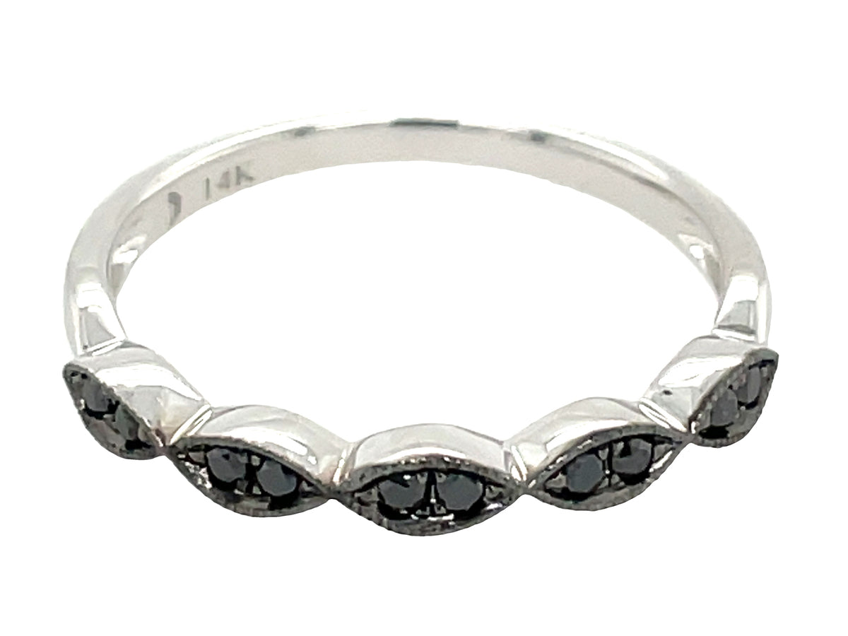 BLACK DIAMOND RING, 14KW (R)