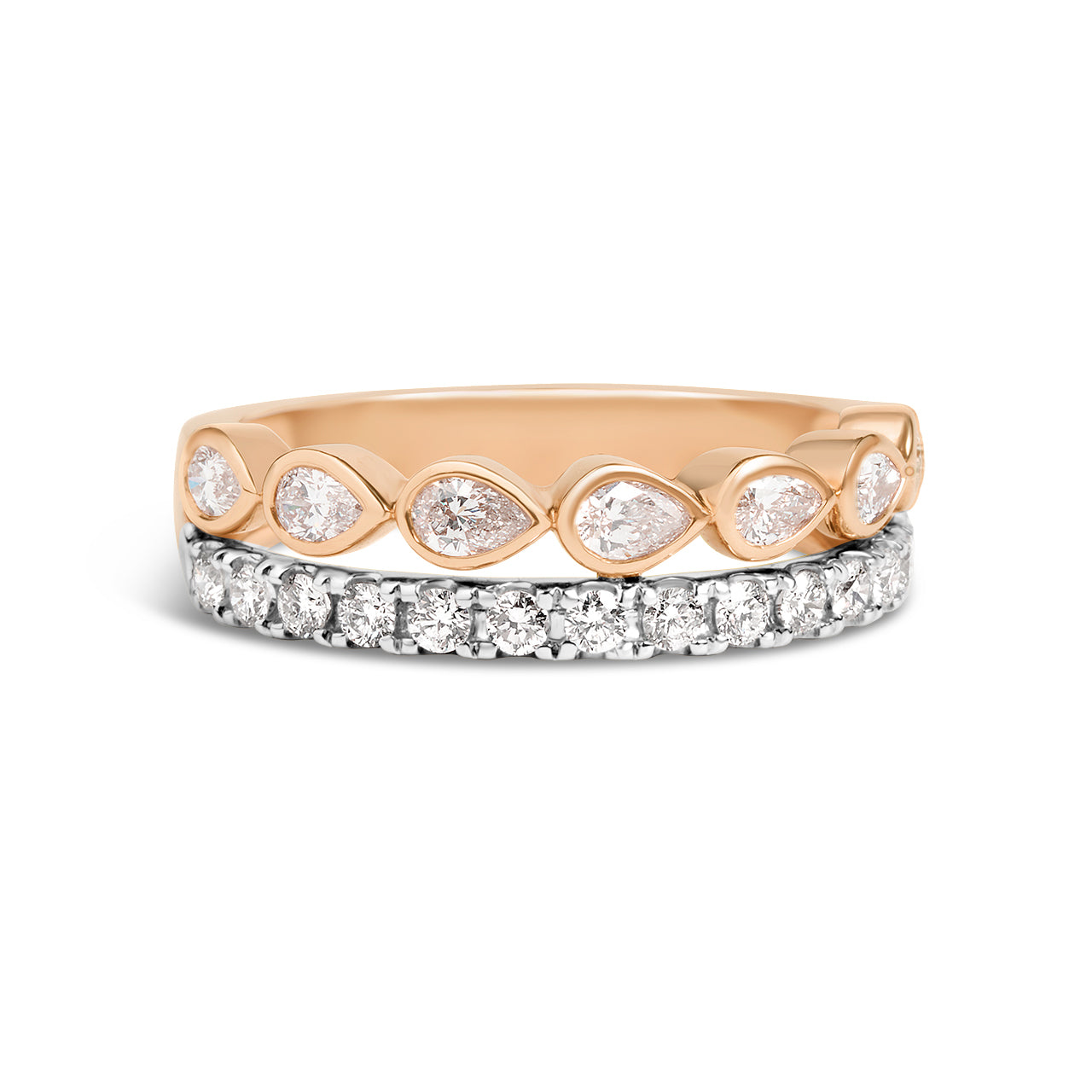 Diamond Pear & Round Duet Band