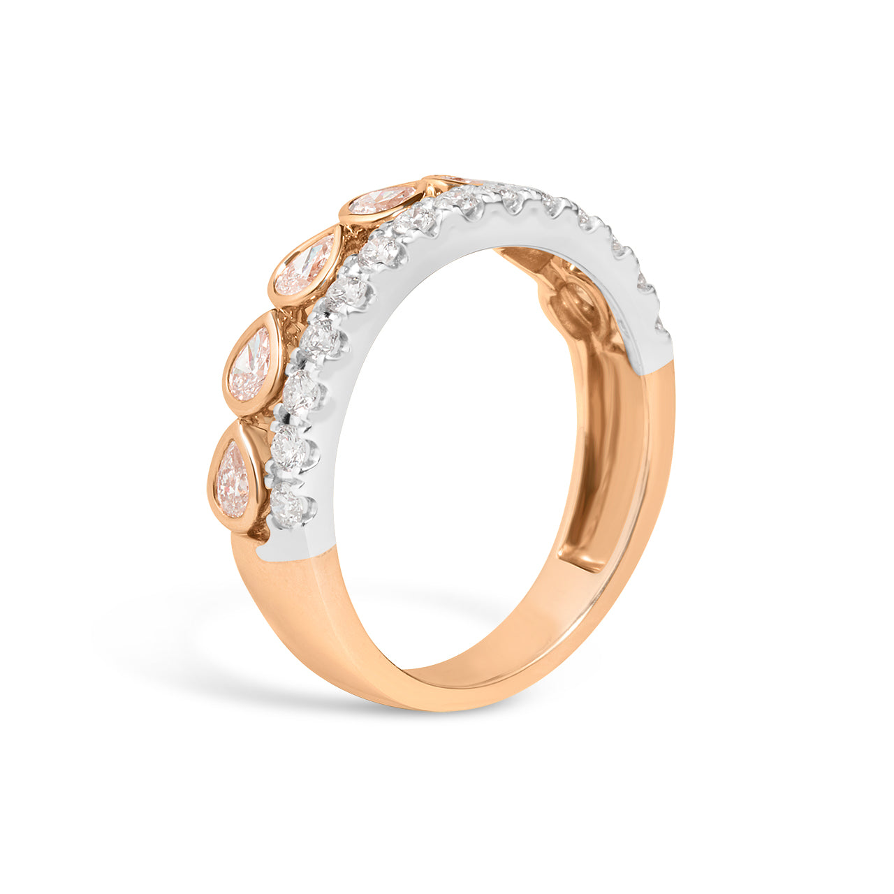 Diamond Pear & Round Duet Band