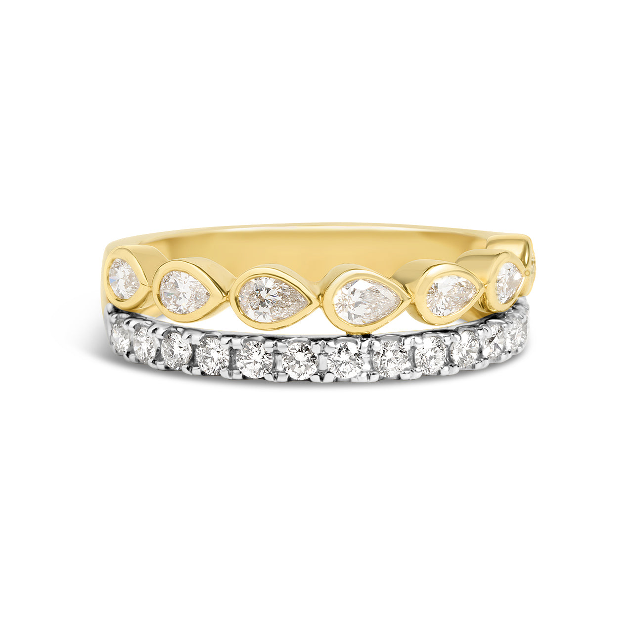 Diamond Pear & Round Duet Band