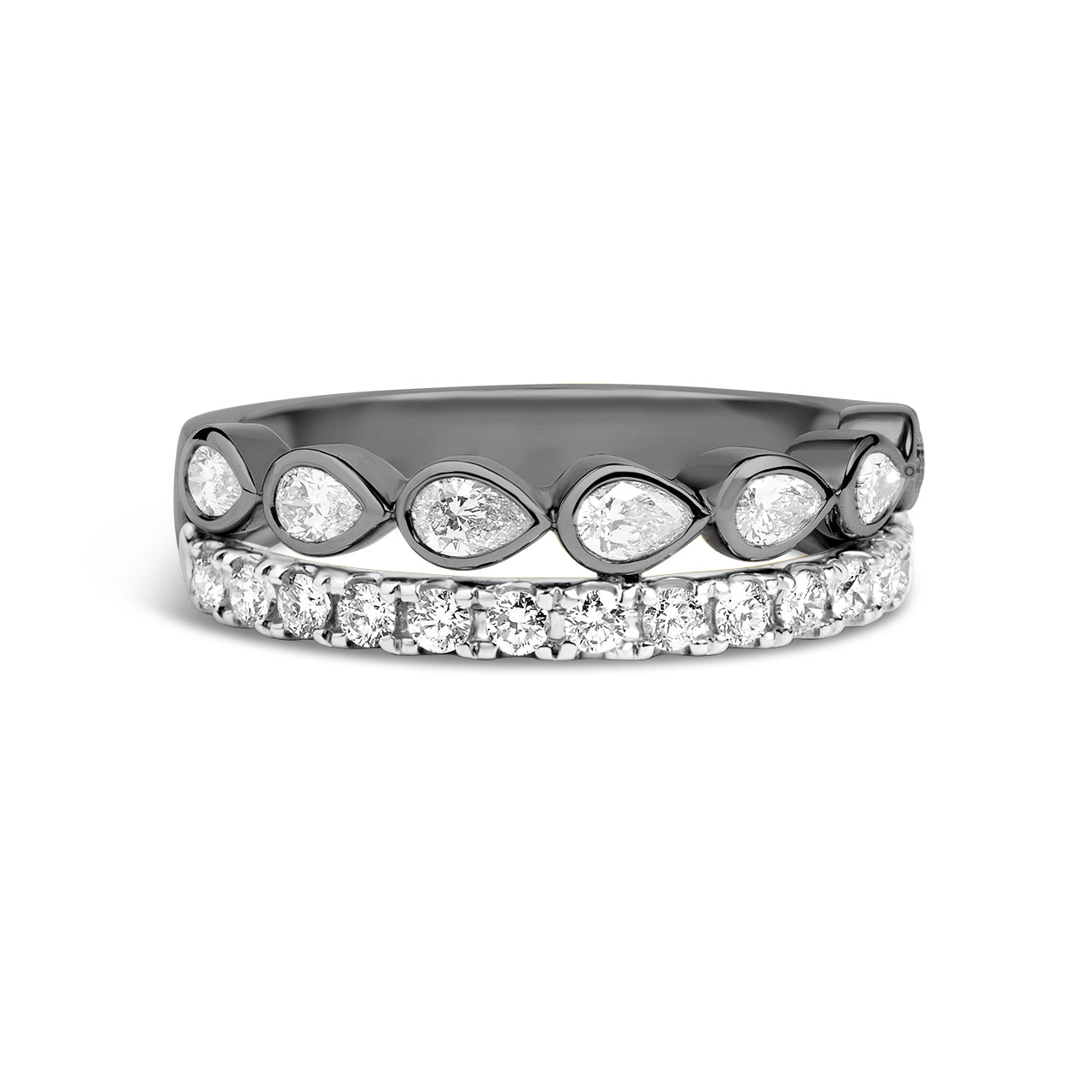Diamond Pear & Round Duet Band
