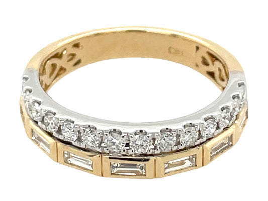 DIAMOND BAGUETTE BEZEL & ROUND 2 ROW RING, 4.8MM