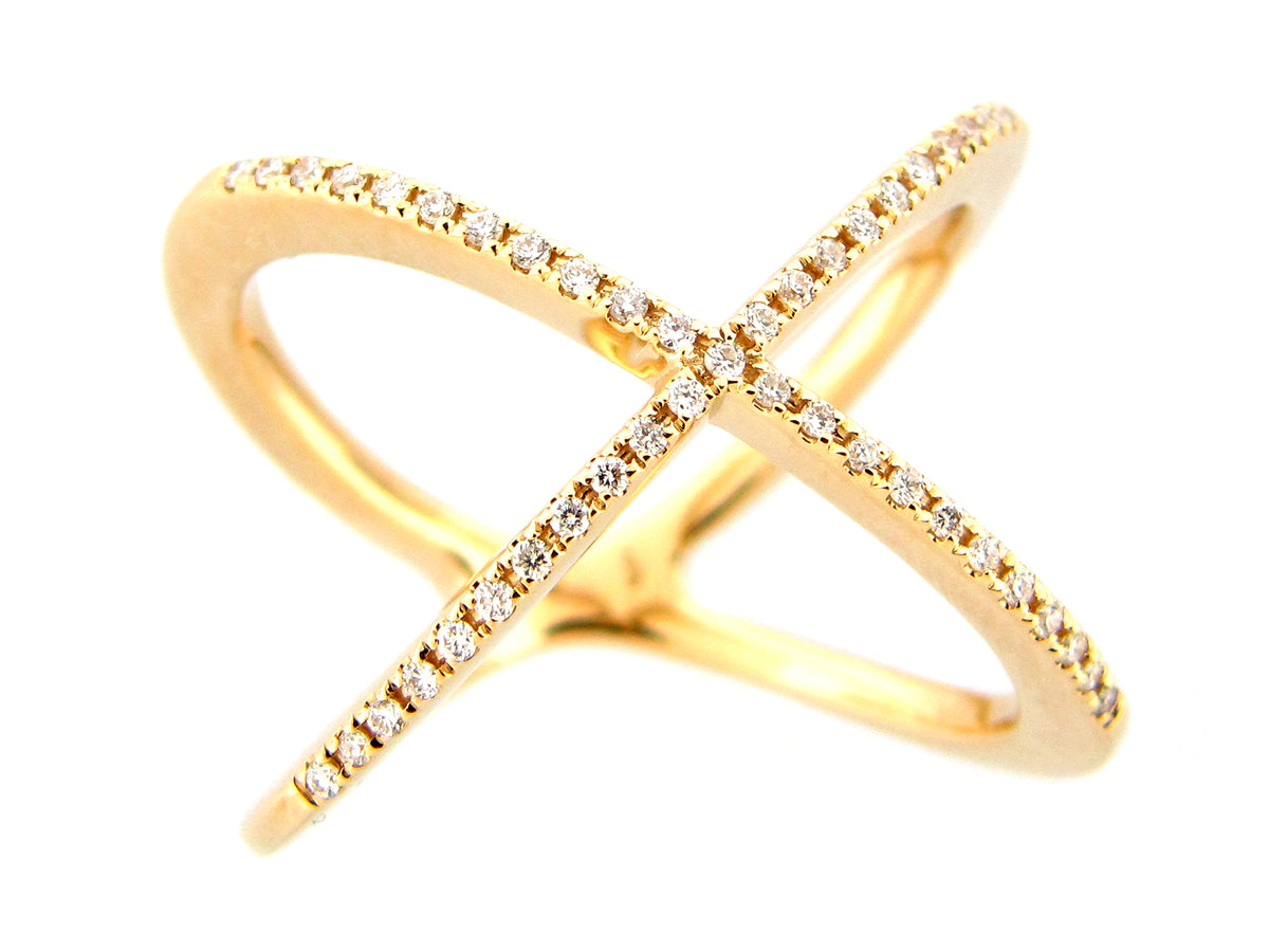 DIAMOND X RING, 14KY (N)