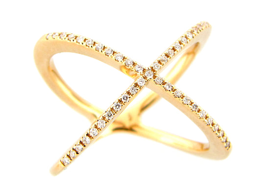 DIAMOND X RING, 14KY (N)