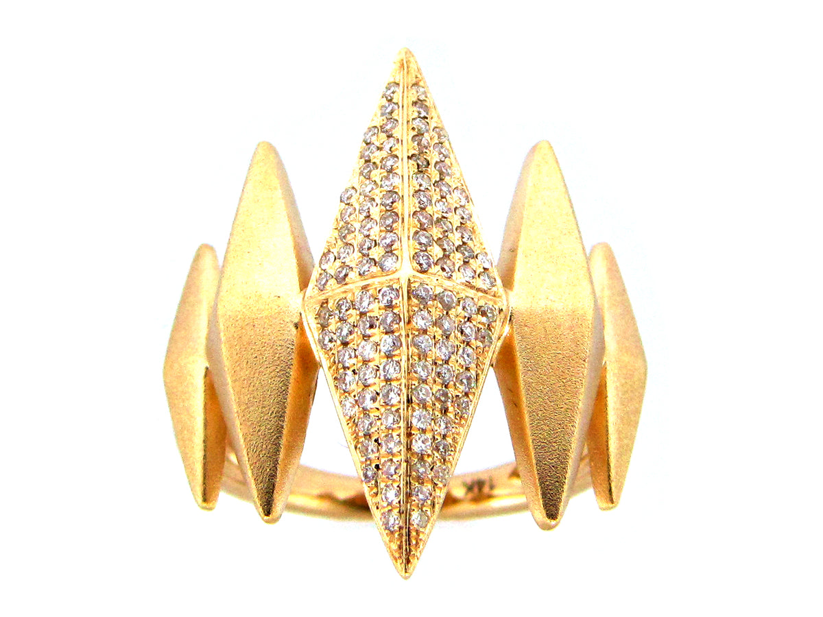 DIAMOND GEOMETRIC CROWN RING, 14KY (N)