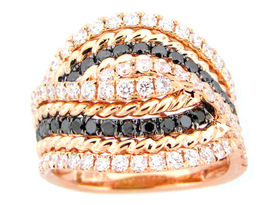 BLACK & WHITE DIAMOND RING, 18KR (R/H)