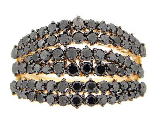 BLACK DIAMOND 6 ROW RING, 14KY (R)