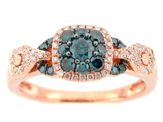 IRR BLUE & WHITE DIAMOND RING, 14KR (R)