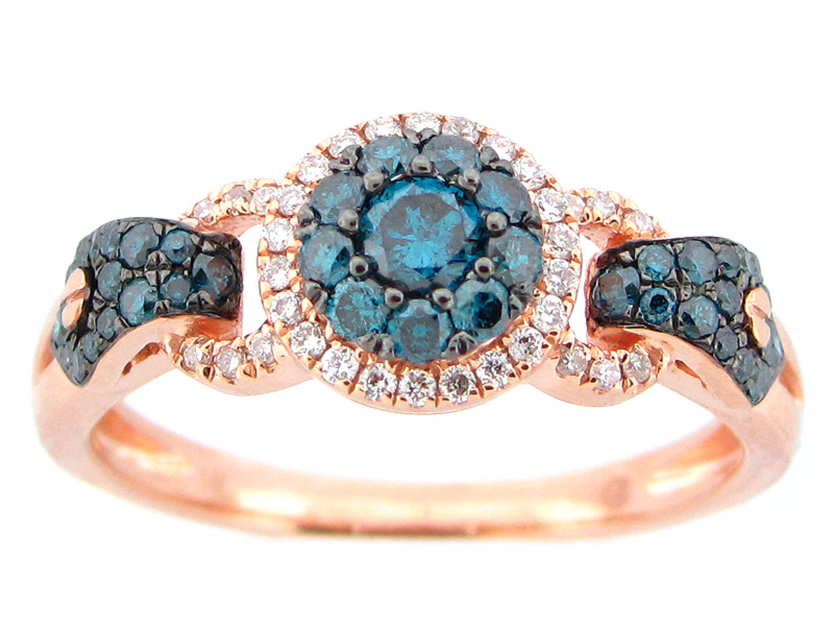 IRR BLUE & WHITE DIAMOND RING, 14KR (R)