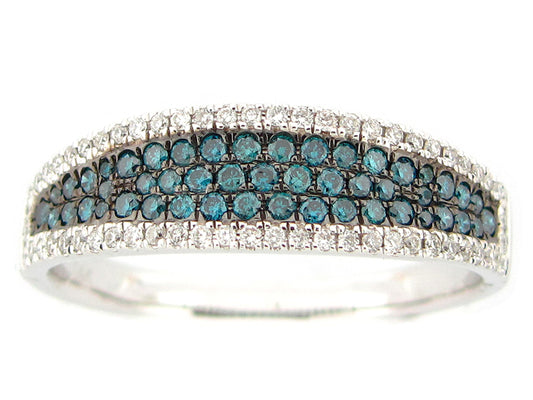 IRR BLUE & WHITE DIAMOND RING, 14KW (R)