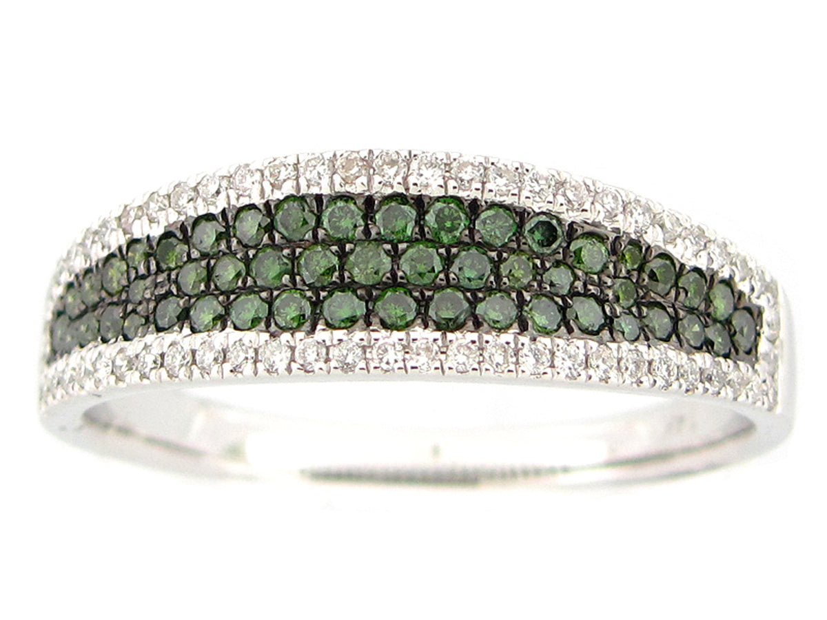 IRR GREEN & WHITE DIAMOND RING, 14KW (R)