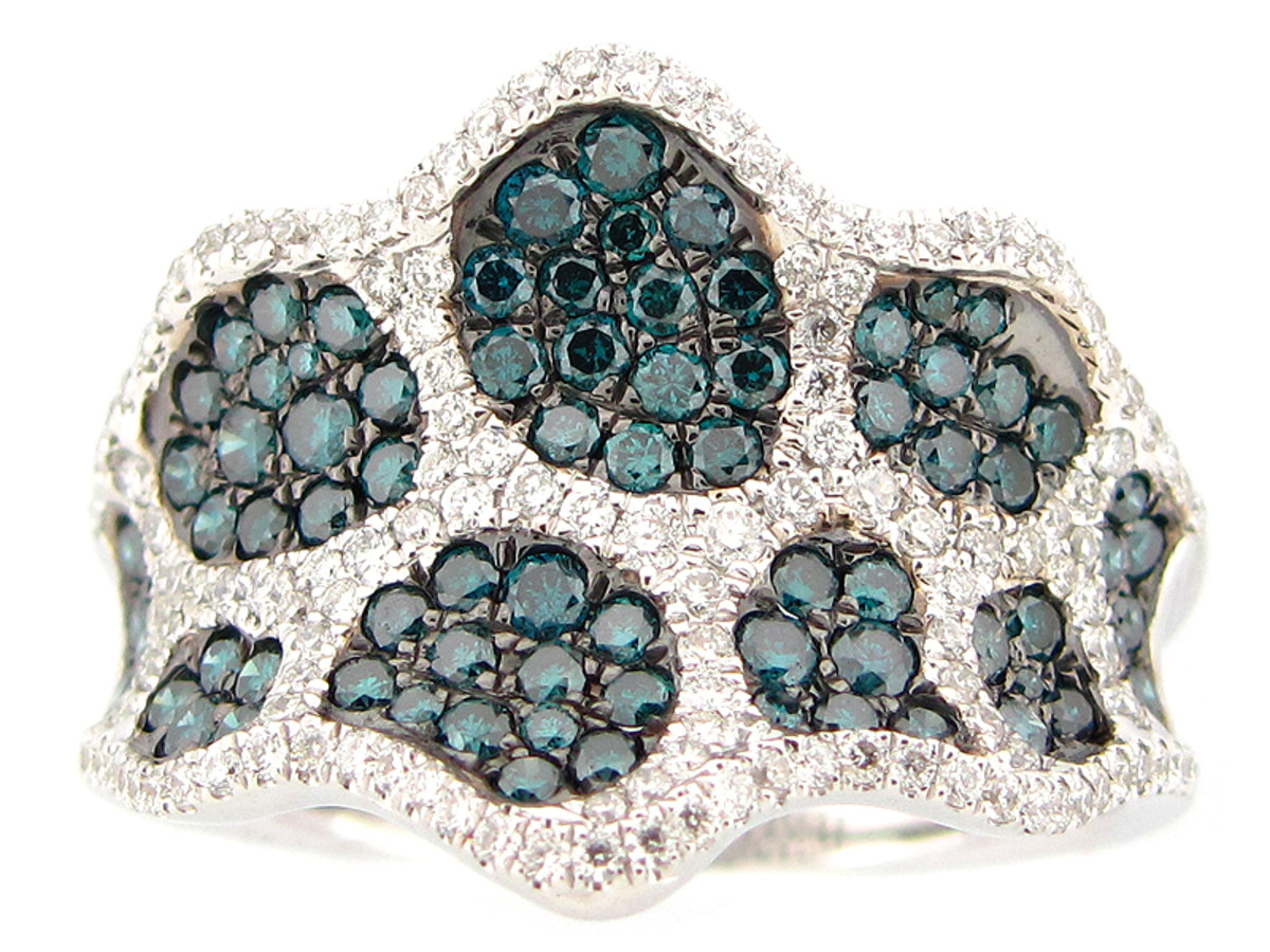 IRR BLKUE & WHITE DIAMOND RING, 14KW (R)