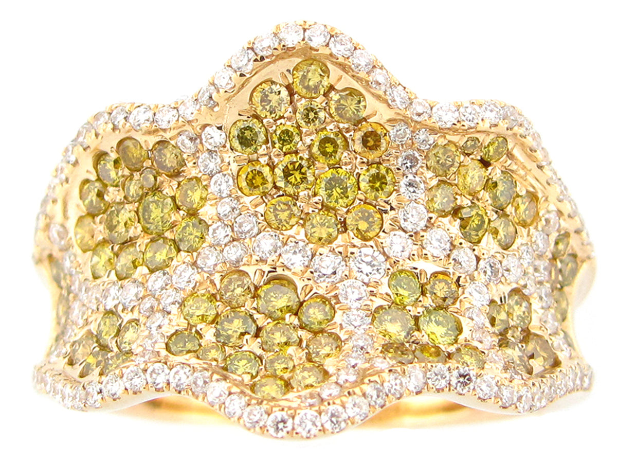 IRR YELLOW & WHITE DIAMOND RING, 14KY (R)