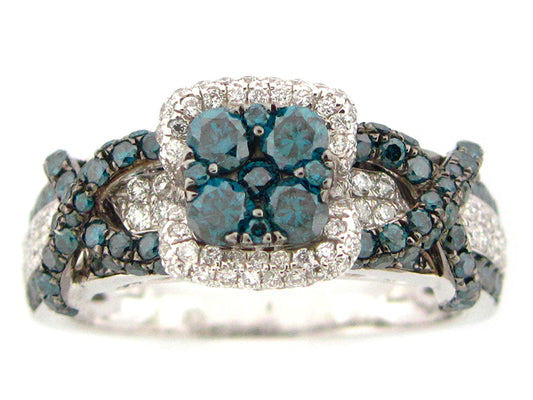 Irr Blue White Diamond Ring, 14kw (R)
