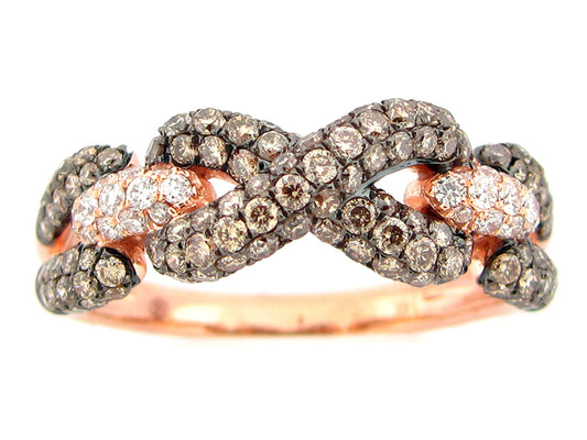 BROWN & WHITE DIAMOND RING, 14KR (N)