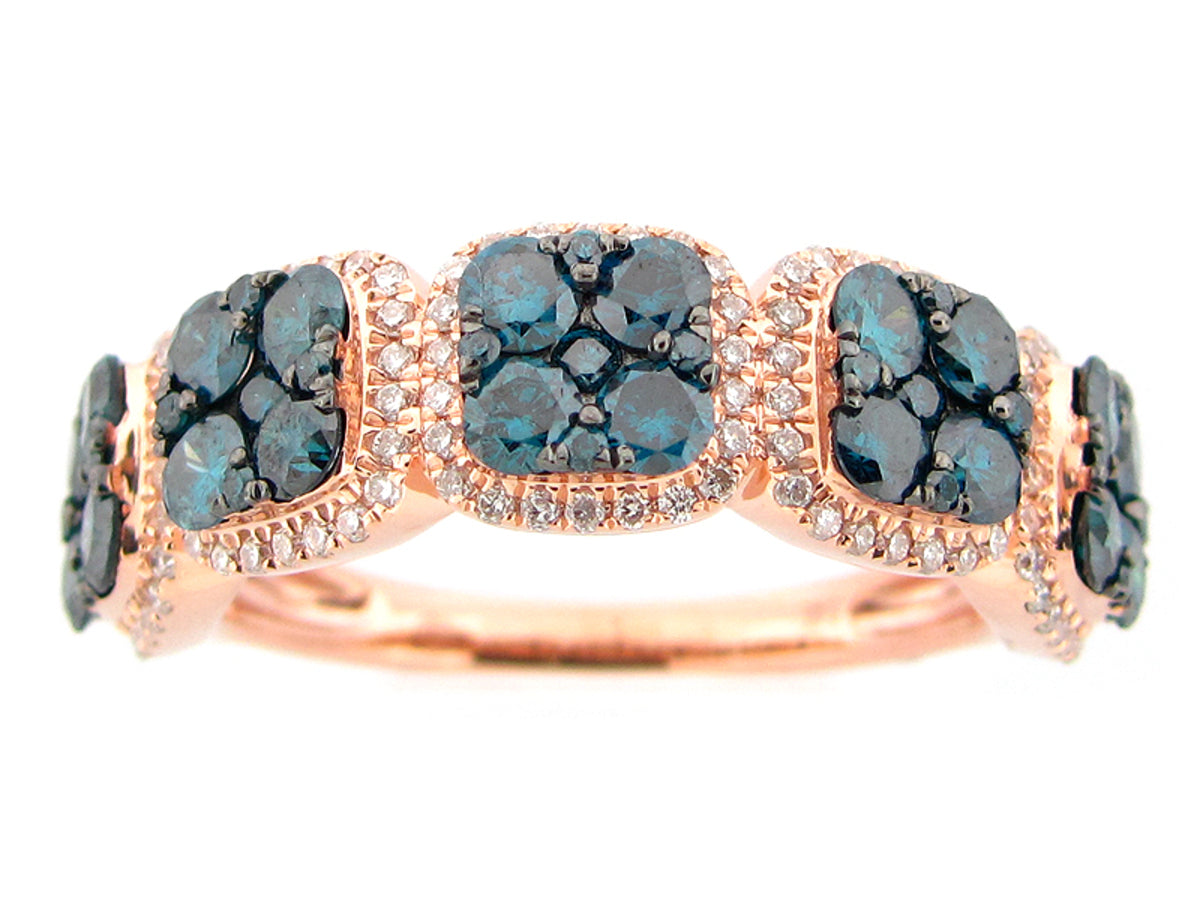 IRR BLUE & WHTIE DIAMOND RING, 14KR (R)