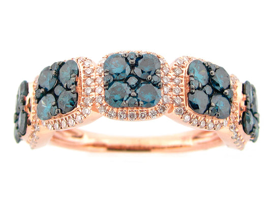 IRR BLUE & WHTIE DIAMOND RING, 14KR (R)