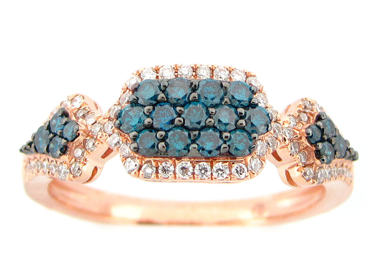 IRR BLUE & WHITE DIAMOND RING, 14KR (N)