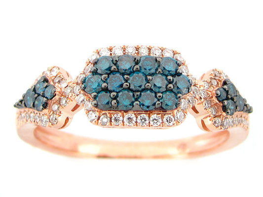 IRR BLUE & WHITE DIAMOND RING, 14KR (N)