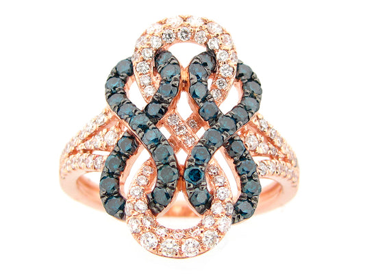 IRR BLUE & WHITE DIAMOND RING, 14KR (R)