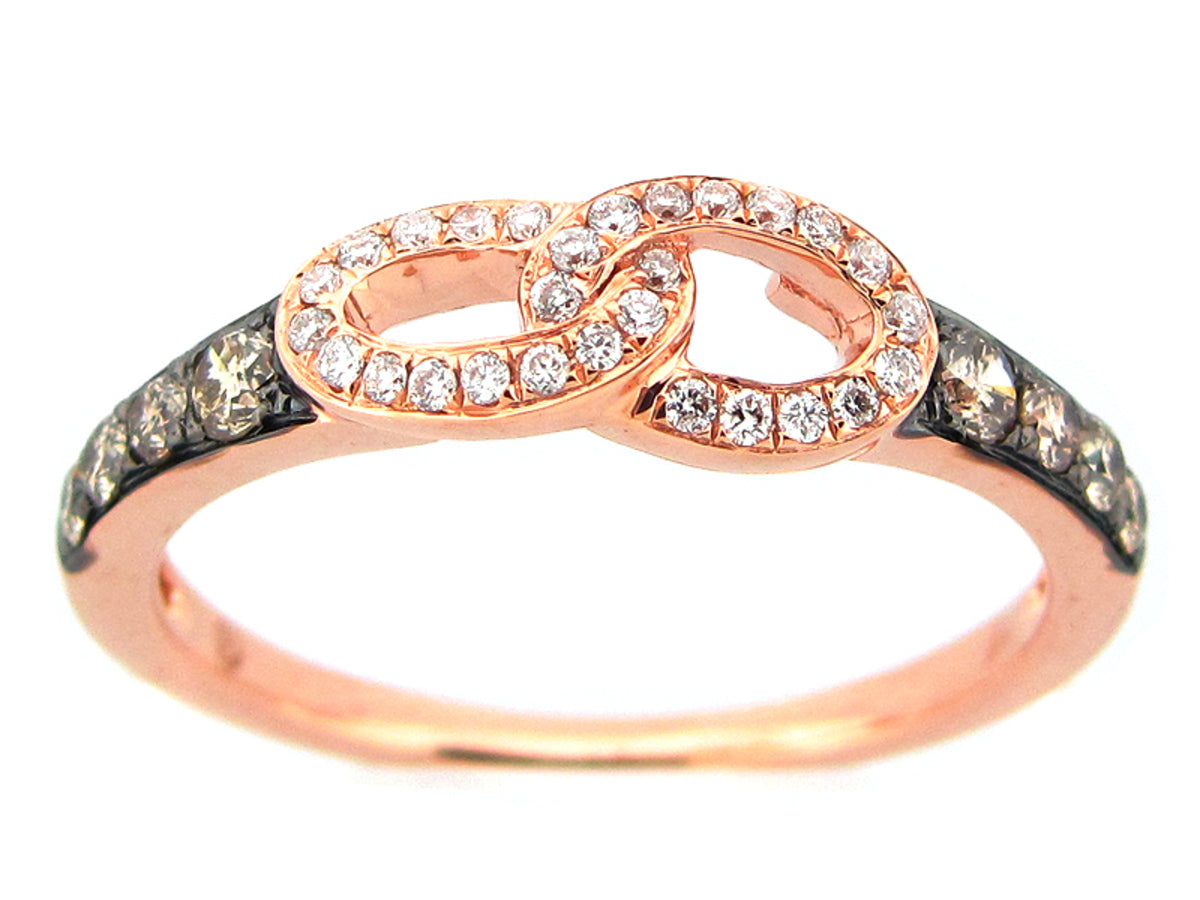 BROWN & WHITE DIAMOND RING, 14KR (N)