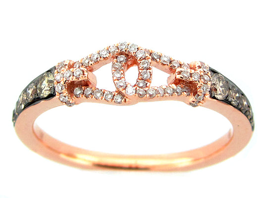 BROWN & WHITE DIAMOND RING, 14KR (N)