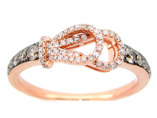 BROWN & WHITE DIAMOND RING, 14KR (N)