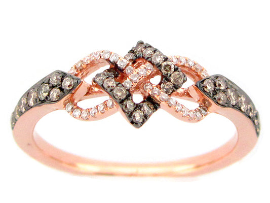 BROWN & WHITE DIAMOND RING, 14KR (N)