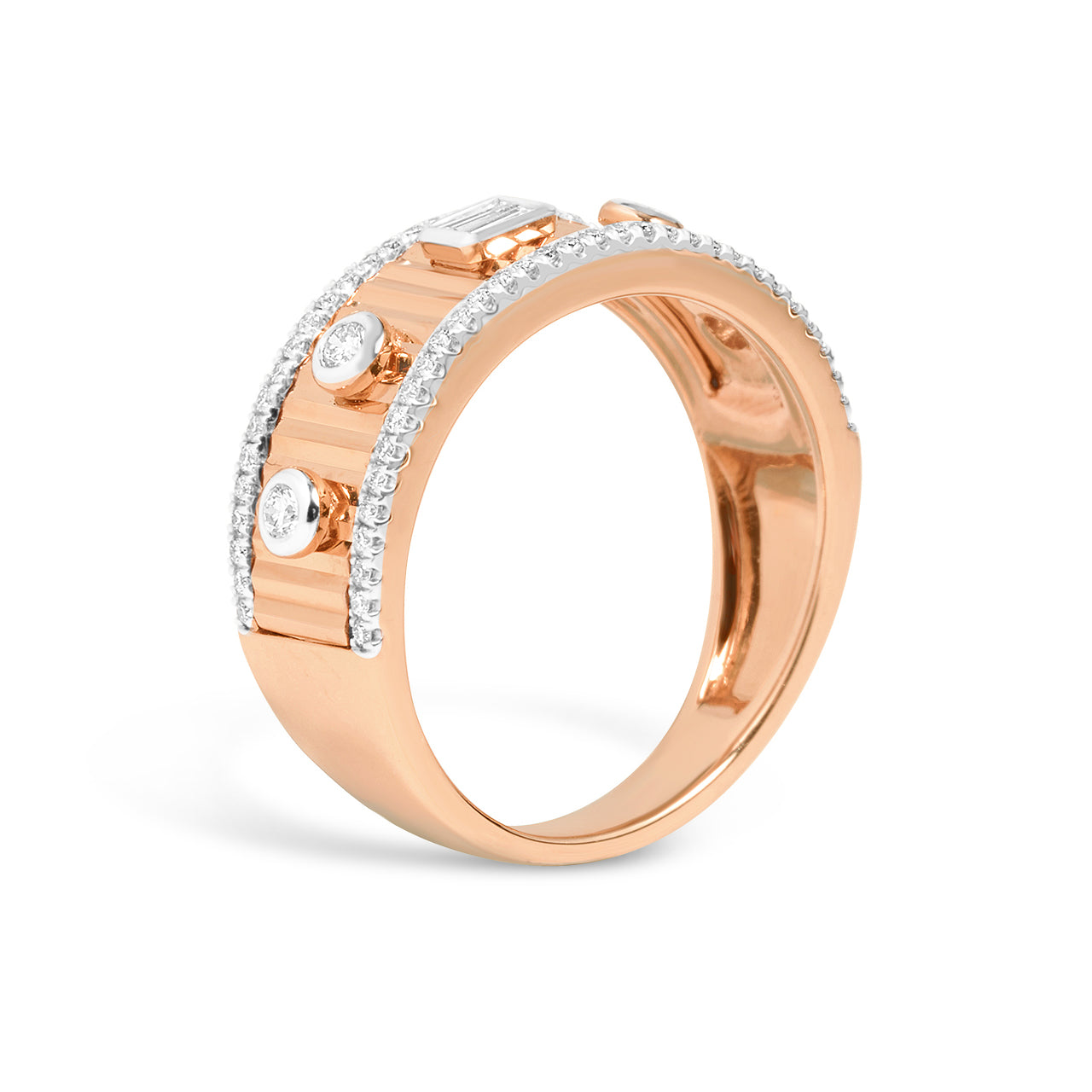 Diamond Baguette & Round Fluted Band