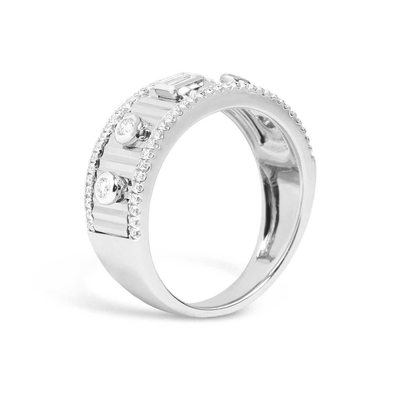 Diamond Baguette & Round Fluted Band