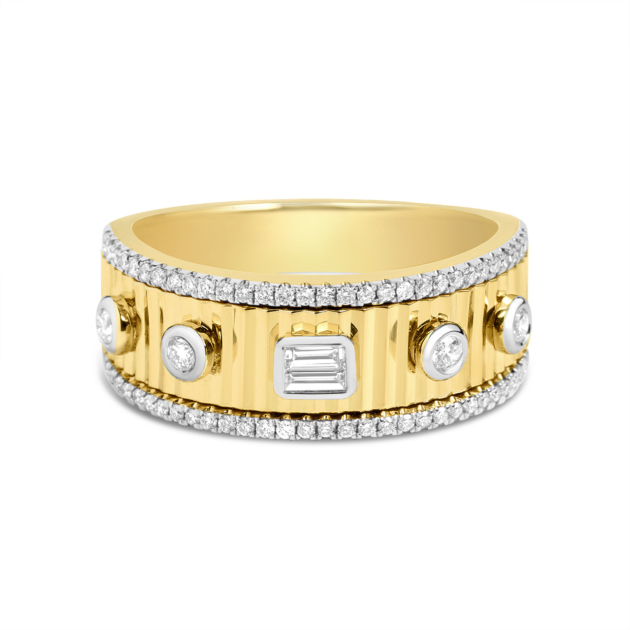 Diamond Baguette & Round Fluted Band