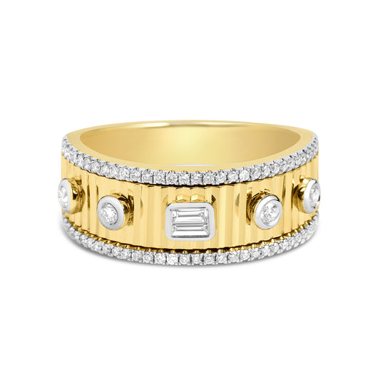 Diamond Baguette & Round Fluted Band