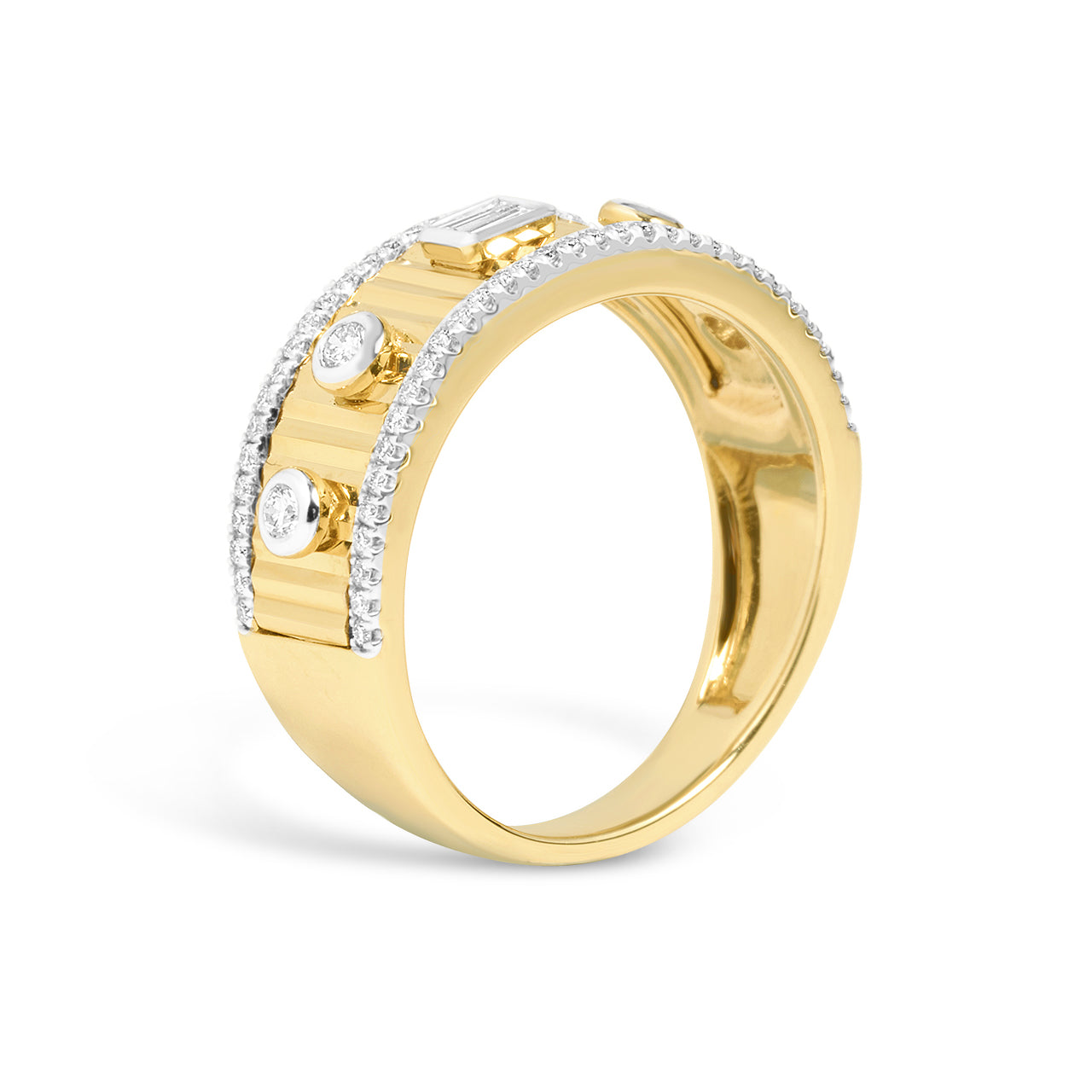 Diamond Baguette & Round Fluted Band