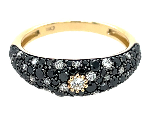 BLACK & WHITE DIAMOND PAVE RING, 6MM