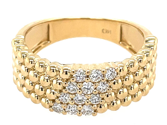 DIAMOND 4 ROW BEAD RING