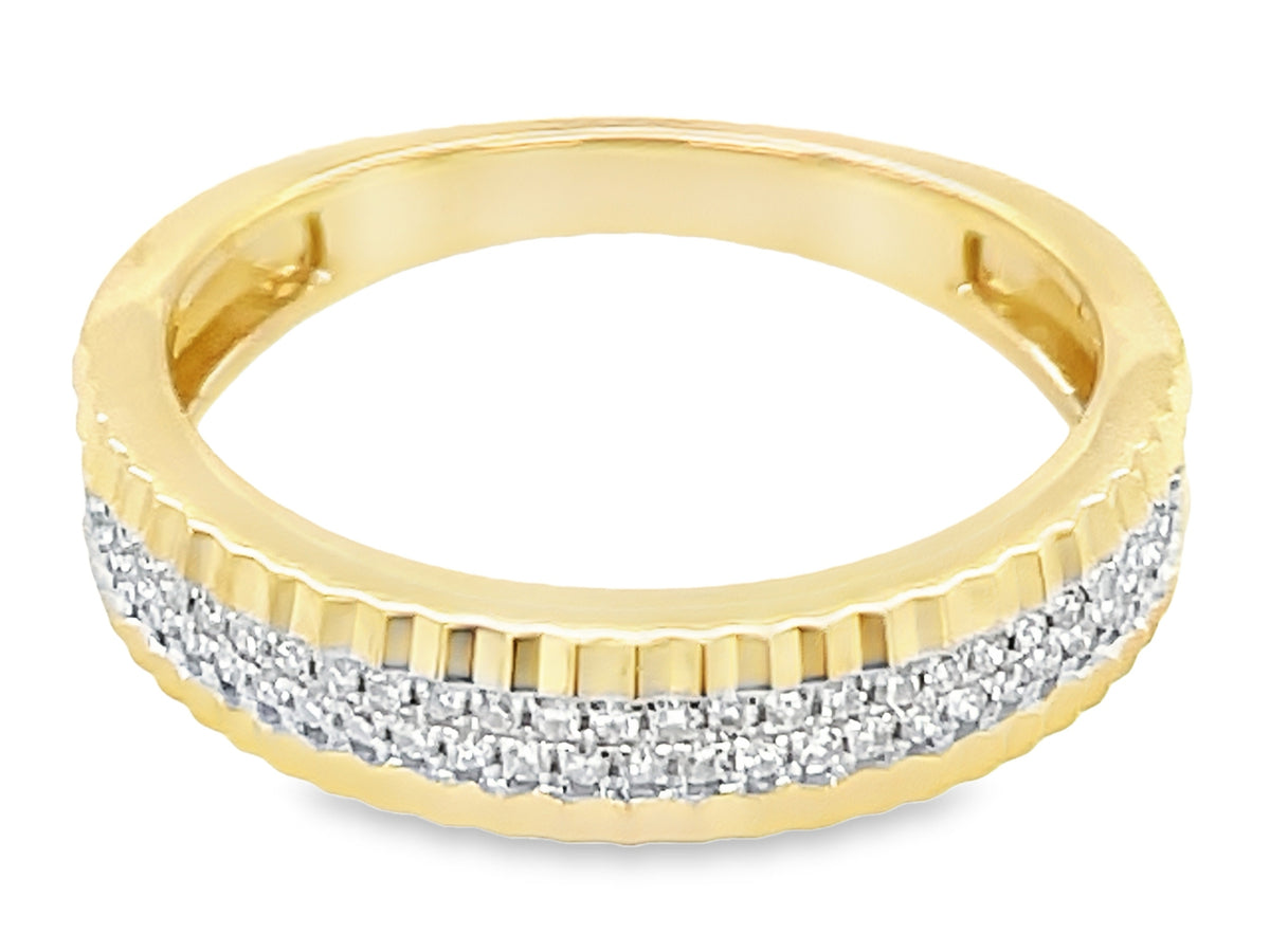 DIAMOND 2 ROW PLEATED EDGE RING, 4.3MM