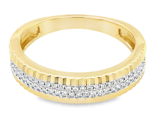 DIAMOND 2 ROW PLEATED EDGE RING, 4.3MM