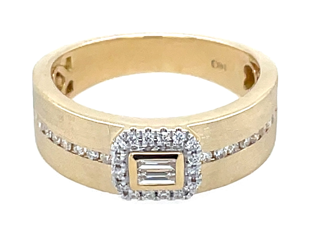 Diamond Baguette Halo Cigar Band, 6.2mm, Satin Finish